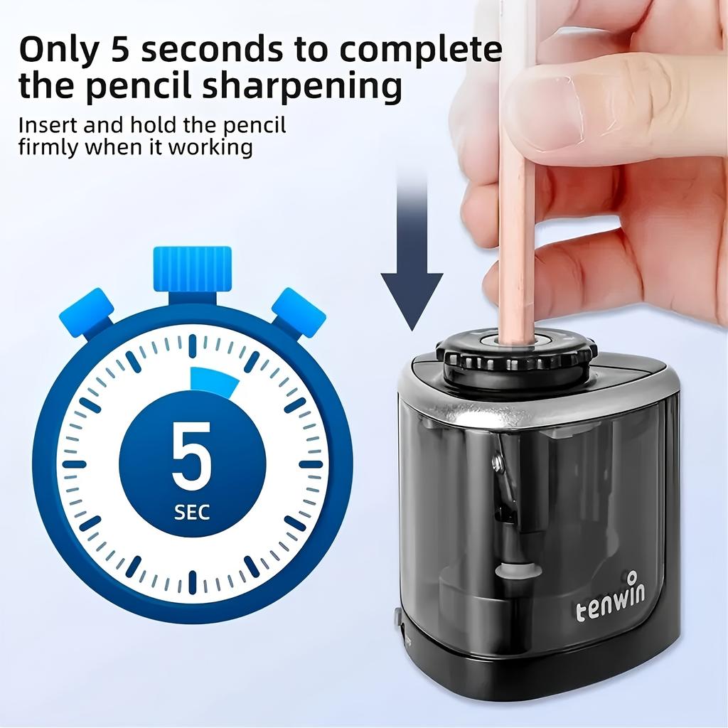 Electric Pencil Sharpener, Automatic Pencil Sharpener for Kids, Portable Battery Operated Sharpener for School, Colored Pencils