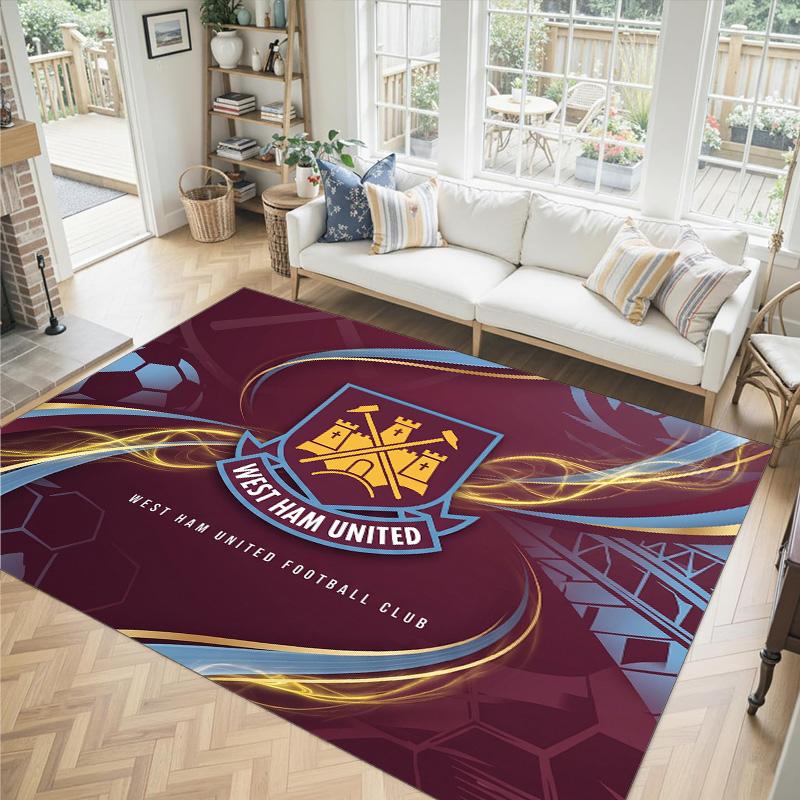 West Ham United Football Design Crystal Velvet Carpet Cozy Non?Slip Printed Rug For Bedroom Living Room Entrance