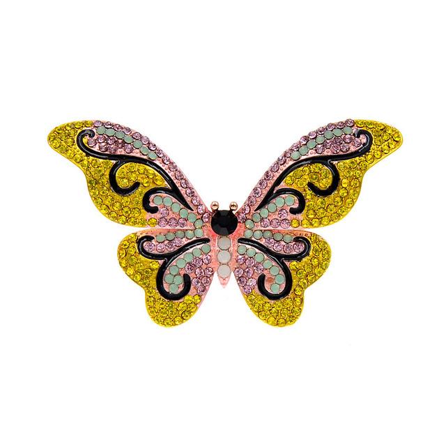 New Arrival Rhinestone Omber Color Blue Butterfly Brooches For Women Insect Pin Winter Design Fashion Jewelry