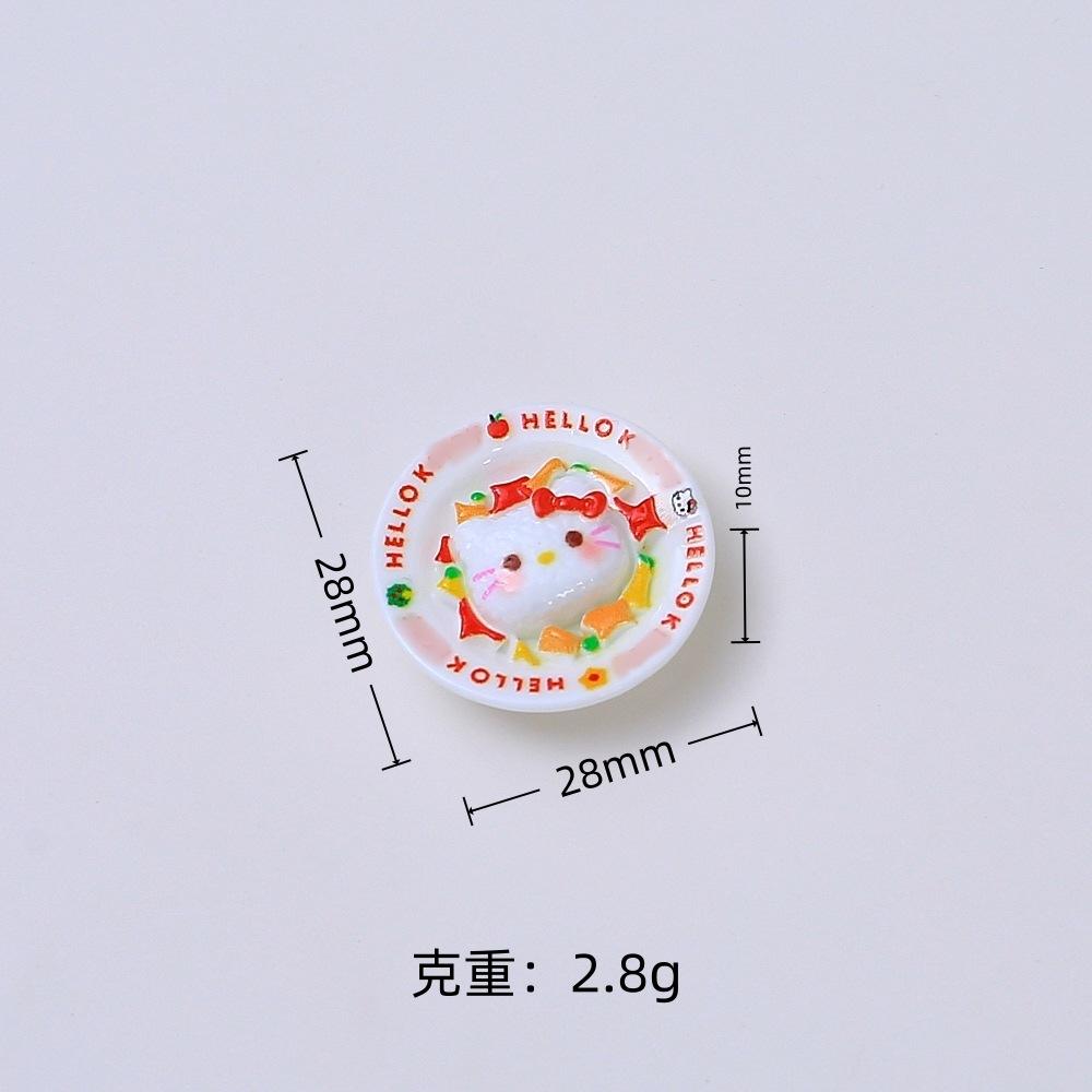 20/100PCS Rice and vegetable roll cat plate food play cartoon diy accessories cream gel resin small accessories hairpin material