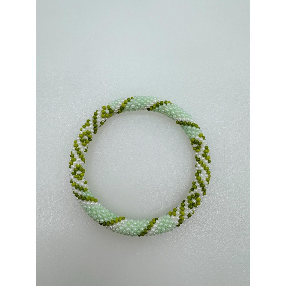 Rice Bead Woven Bracelet, Nepalese Ethnic Style Beaded Bracelet, Green Bracelet