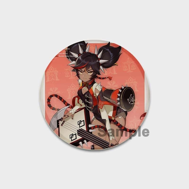 58 мм аниме Genshin Impact значки Yae Miko Xiao Zhongli, эмалированные булавки, мультяшная пуговица, брошь, украшение на грудь для рюкзаков, подарки для фанатов