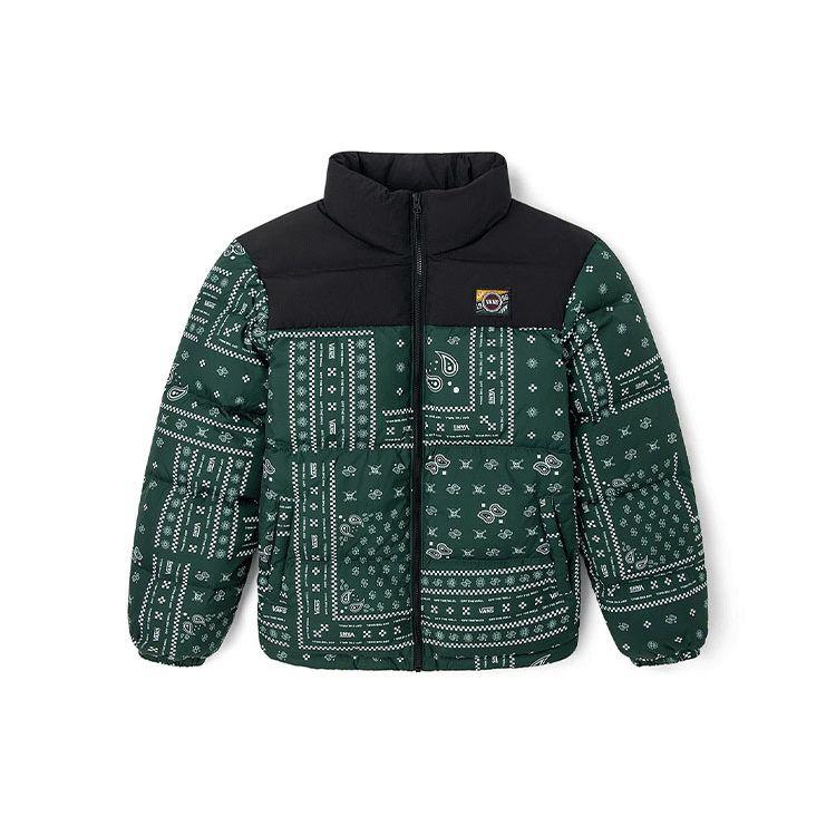 Vans Пуховик с цветочным принтом Color Block, мужская верхняя одежда, зеленый VN0A5F75CX9