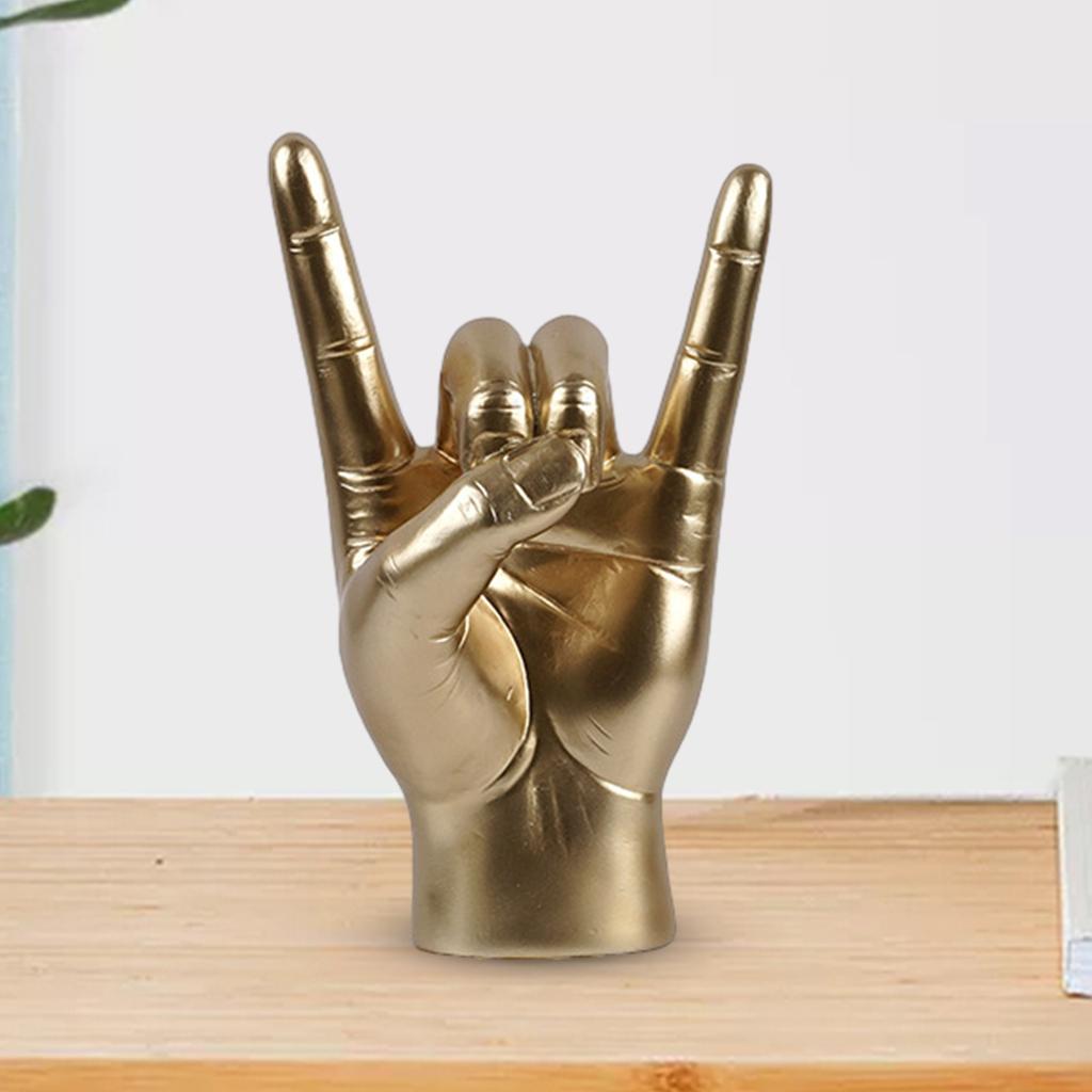 Rock Hand Gesture Statue Desk Collection Decorative Art Resin Craft Figurine for Apartment Cafe Office Living Room Decorations