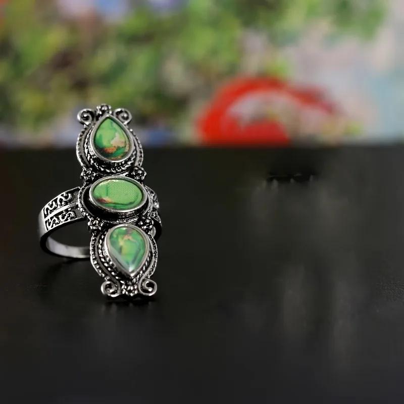 Винтажное Бохо Кольцо из Голубого Нефрита, Сплав, с Плакеткой из Голубого Нефрита, Подходит для Женщин и Мужчин