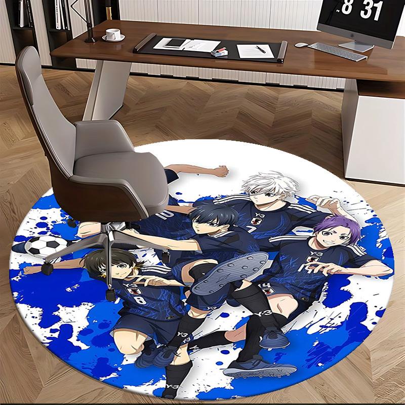 1pc Anime Design Soccer Team Round Carpet - Office Chair Mat, Non-Slip Rug for Home Decor, Living Room