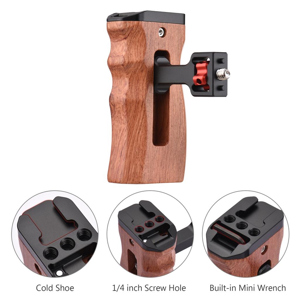 Регулируемая деревянная рукоятка-клетка для камеры, левая/правая боковая рукоятка, крепление типа винта 1/4 дюйма с креплением «холодный башмак», мини