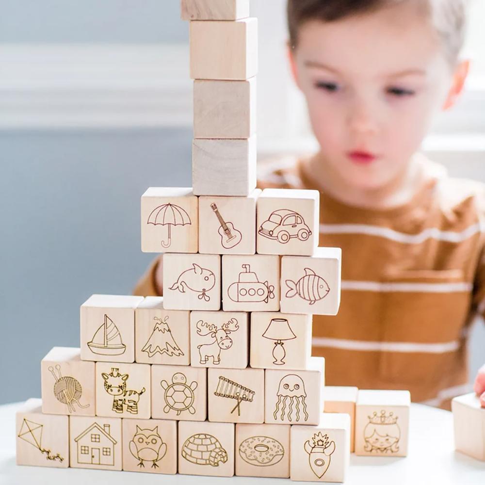 Personalized Wooden Baby Blocks Alphabet Letter Birthday Welcome Baby Shower Christmas Gift Kindergarten Party Decor Newborn