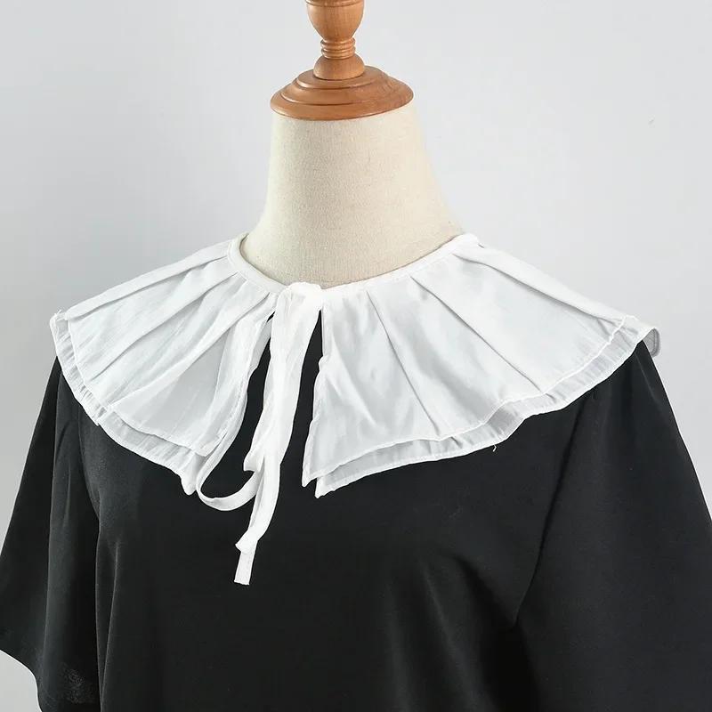 Women White Shoulder Wraps Lapel Fake Collar Tie Ladies White Shawl Sweater Wrap Detachable False Collar Clothes Accessories