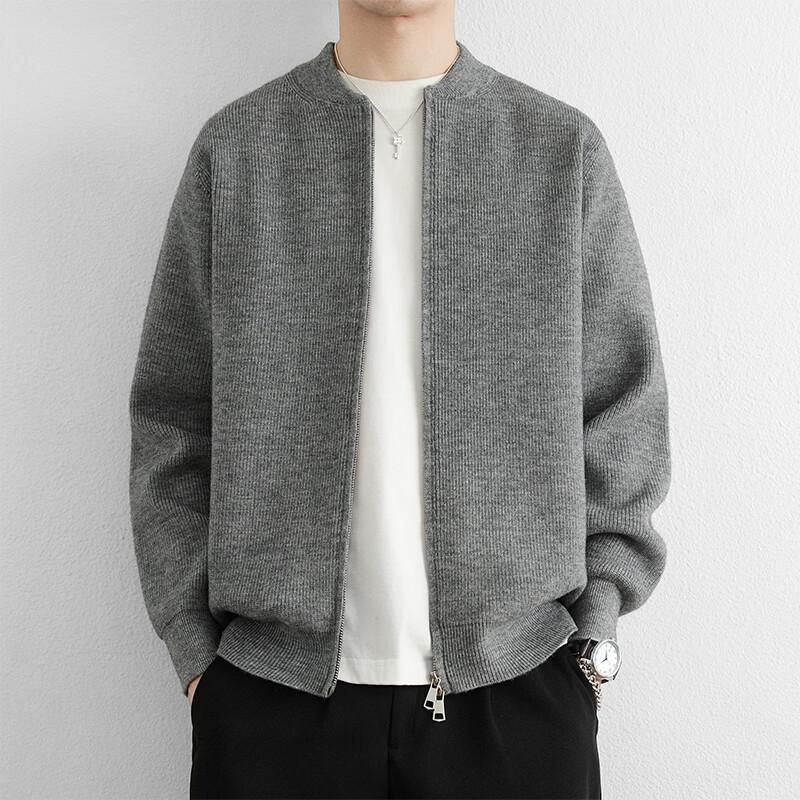 ROMON Men's Autumn Baseball Collar Knit Cardigan