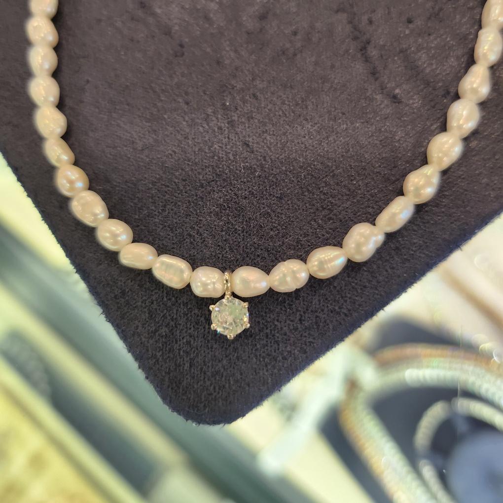 Atria Oval Cubic Freshwater 4mm Pearl Necklace JQNNEJJ0022JJF