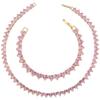 Sweet And Cool Micro-Inlaid Diamond Pink Peach Heart Bracelet Necklace Women'S Light Luxury Heart-Shaped Love Jewelry Set Vl293-294
