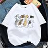 Kawaii Cat Shark Women Print Funny T-shirt Girl Animal Y2K Fashion 90S Print Tops Tee Gril Black White Clothes,Drop Ship