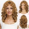 Светло-коричневые парики для женщин, длинные вьющиеся афро-парики с челкой, большие упругие пушистые синтетические термостойкие волокна для ежедневного косплея