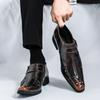Fashion Men Formal Shoes with Black Brown Side Buckles Designed By Business Office Designers Fashionable Loafers Sizes 38-46 Men Shoes