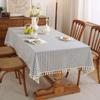 Minimalist Striped Tablecloth Cotton Linen Tassel Anti Scalding Table Mat Rectangular Universal Dustproof Decorative Desk Cover