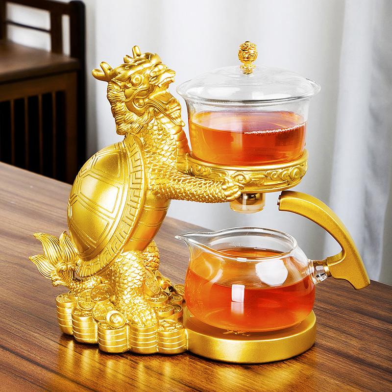 Творческий автоматический чайник для заваривания чая, магнитный отвод воды, термостойкий чайный сервиз для кунг-фу, китайский стеклянный чайный сервиз