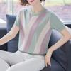 Mom's Ice Silk Stylish T-Shirt - Summer 2026: Fashionable Short-Sleeve Top for Middle-Aged and Elderly Women