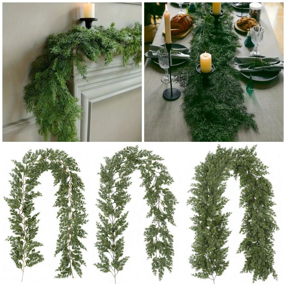 200cm Cypress Pine Garlands DIY Accessories Cedar Greenery Rattan Christmas Decoration Christmas