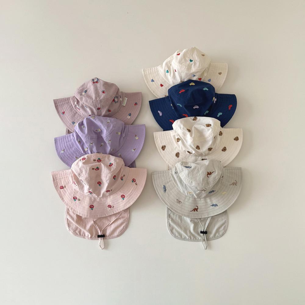 Kids Summer Quick Dry Sun Hat With Neck Flap Boys Girls Thin Breathable UV Protection Bucket Cap For Outdoor
