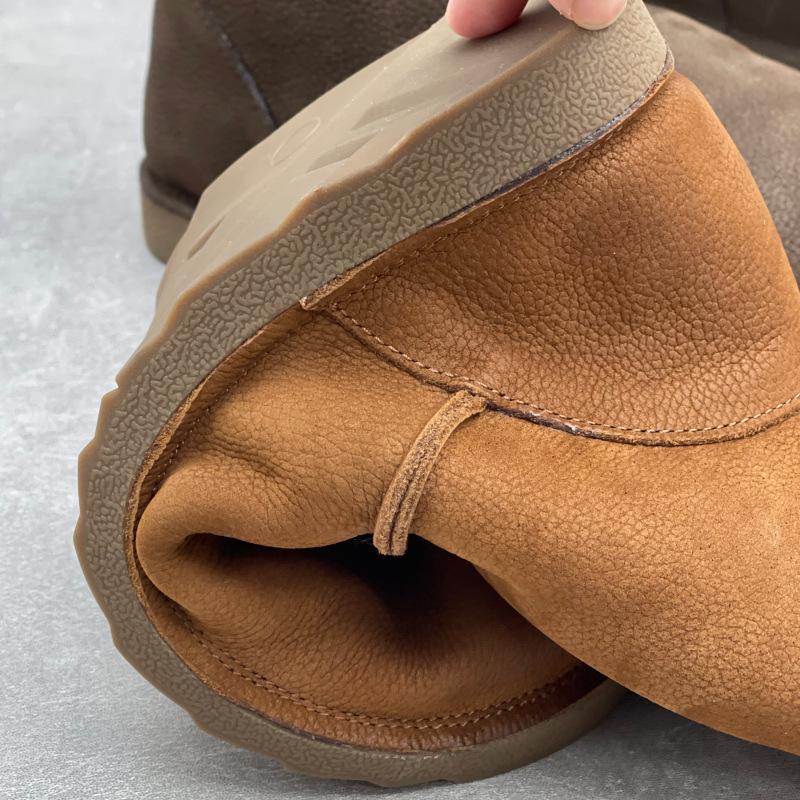Johnature Зимние ботинки из натуральной кожи, плюшевые теплые хлопковые туфли с круглым носком, на плоской подошве, короткие ботинки