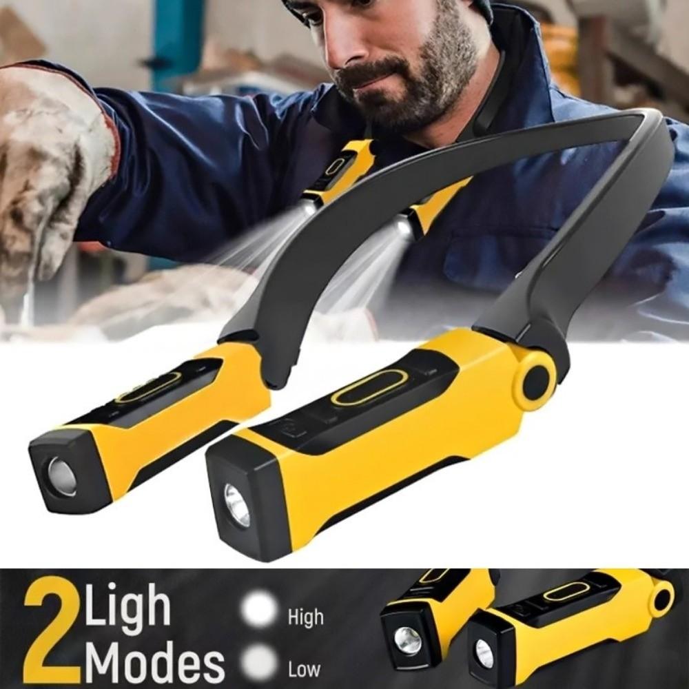 Rechargeable LED Neck Light Bendable Arms Long-lasting Work Light Two Brightness Levels 2 Modes Neck Flashlight Night Running