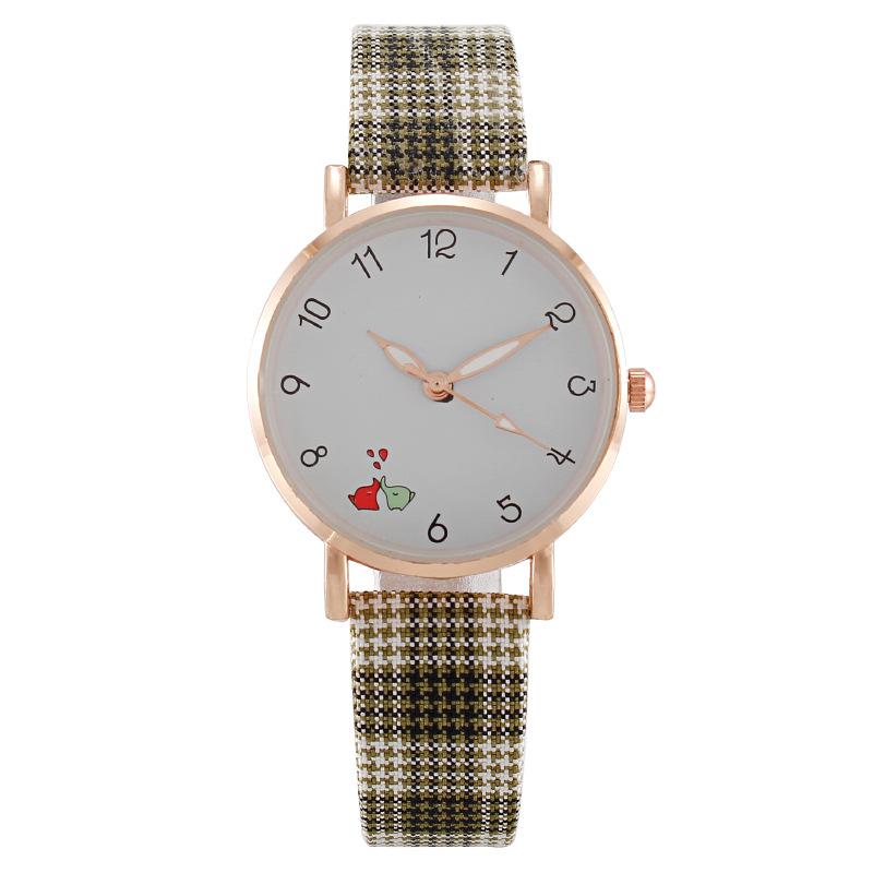 Цифровые милые литературные клетчатые студенческие часы для девочек женские часы клетчатый пояс кварцевые цельные