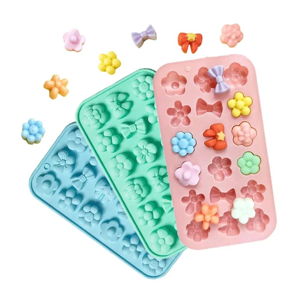 18 отверстий Цветочная серия Желейный шоколад Силиконовые формы DIY Звезда Бант Свеча Мыло Форма День святого Валентина Ромашка Подарки из шоколада