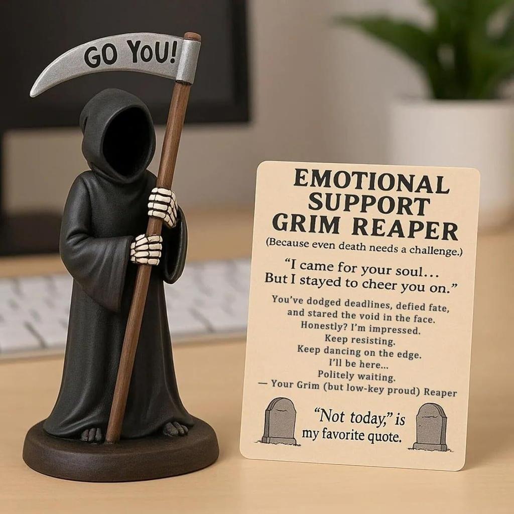 Halloween Emotional Support Grim Reaper Figurine Take The Sickle Ornament Decoration Crafts