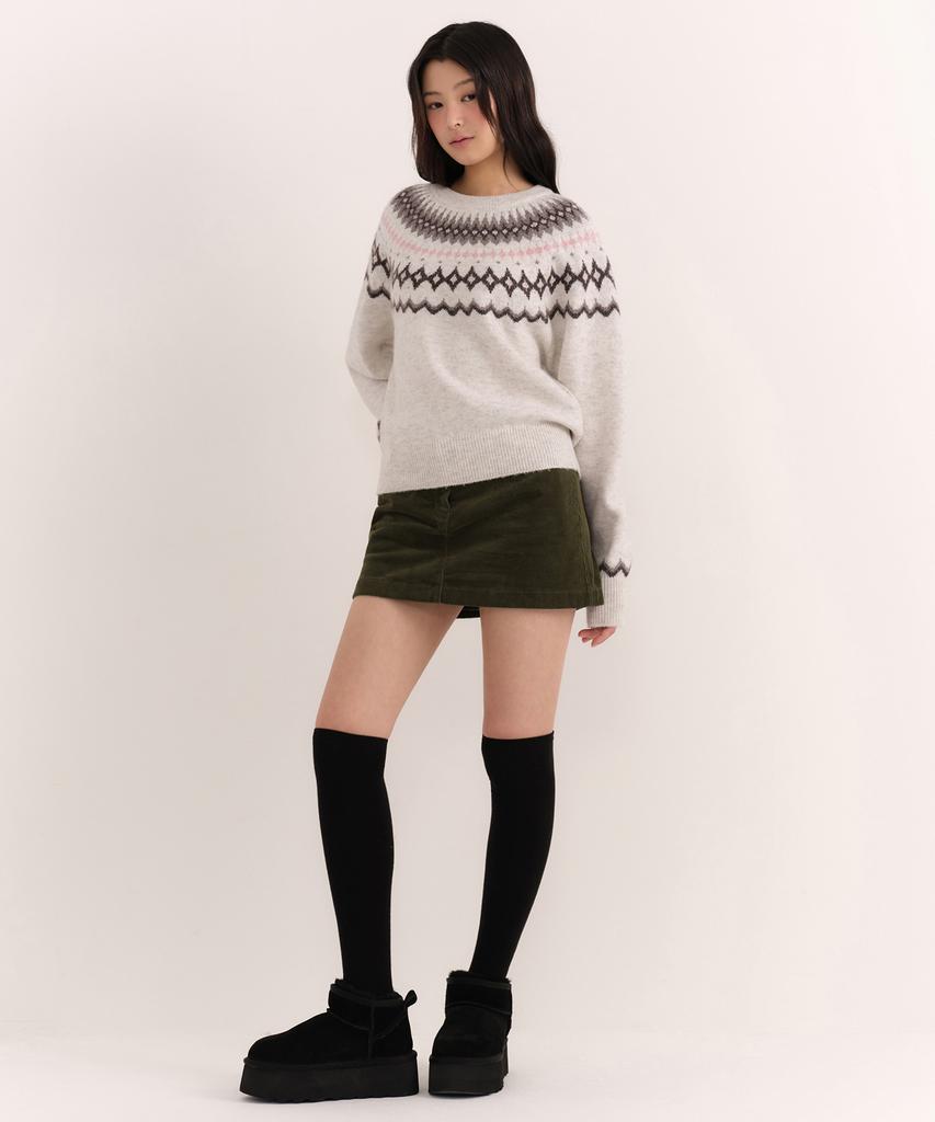MUSINSA STANDARD WOMAN Women'S York Fair Isle Crew Neck Knit [Cream]