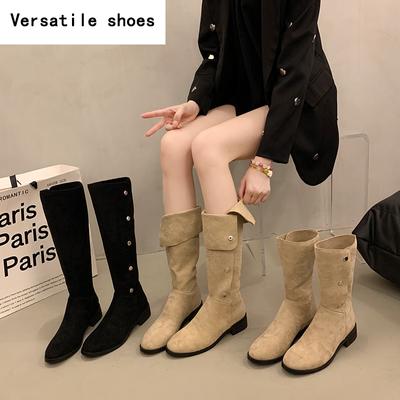 Винтажные женские длинные сапоги с острым носком, модные слипоны, осенне-зимние, на толстом каблуке, женские ботильоны в стиле вестерн/ковбойские