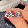 Huitan Luxury Triangular Shaped Stud Earrings with CZ Stone Simple Stylish Women Ear Piercing Accessories OL Style Trend Jewelry