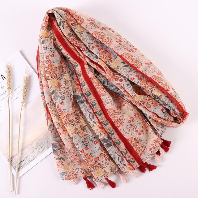 Роскошный брендовый женский хлопковый шарф, модная пляжная шаль с принтом, женские платки с кисточками, арабские хиджабы, глушитель, бандана, парео