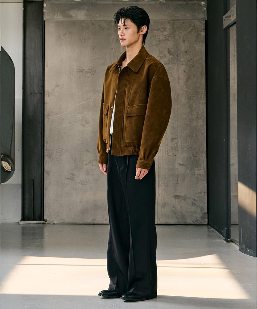 Куртка из благородной замши Suede Leather Jacket_Коричневый