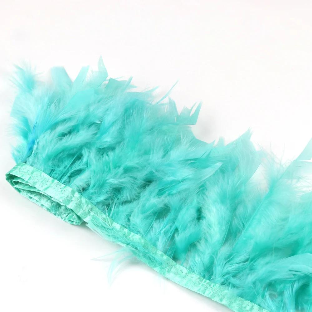 1 метр Натуральная отделка из перьев индейки Высота 10-15 см Свадебная одежда Украшение платья DIY Перьевая лента Швейные поделки