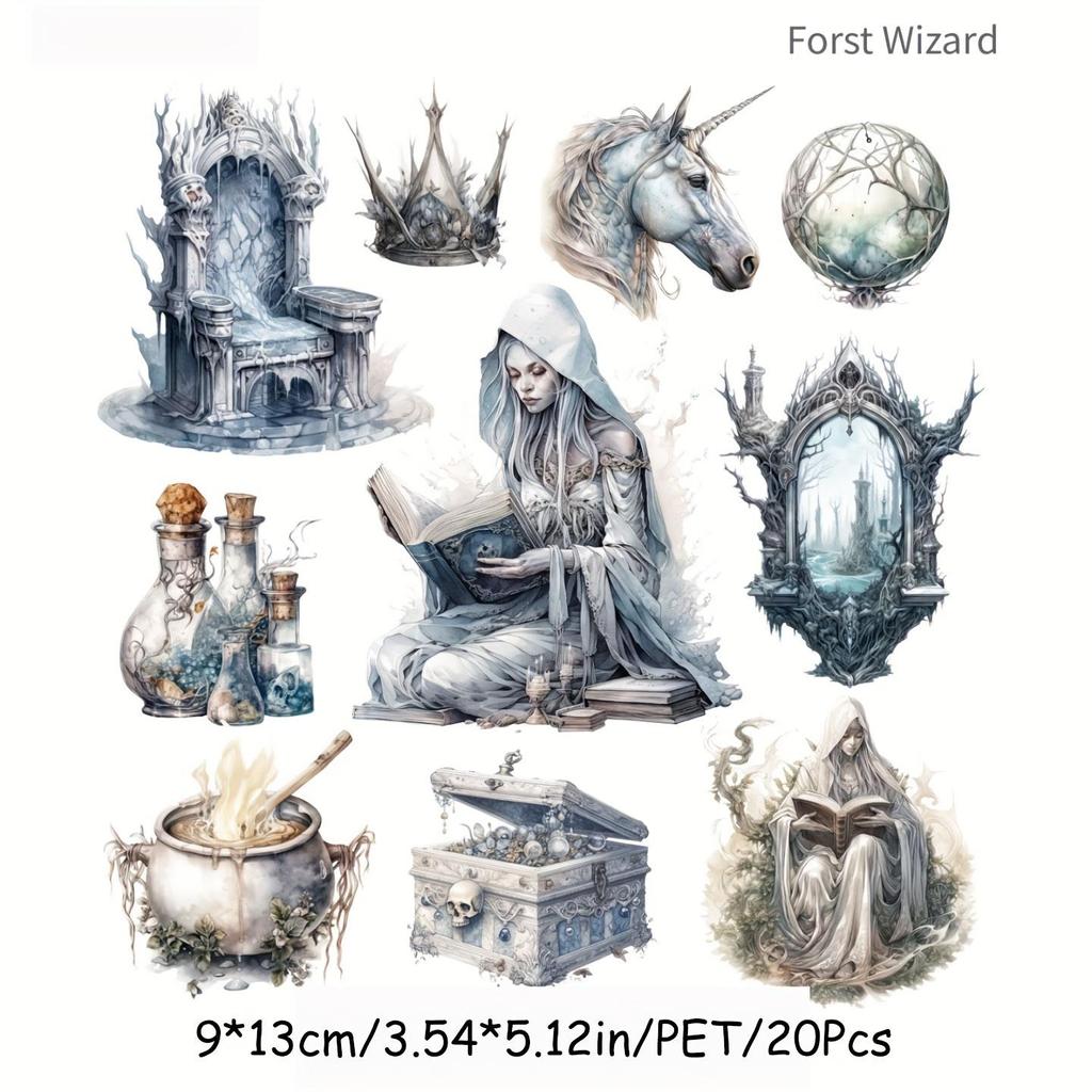 NEW 20Pcs Goth Witch Series Decorative Sticker Pack Retro Rose Cat Collage Scrapbooking Label Diy Diary Album Journal Planner