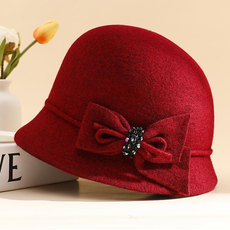 Цилиндр женский осенне-зимний шерстяной ретро шерстяная шляпа купол модная универсальная шляпа-ведро для улицы теплая