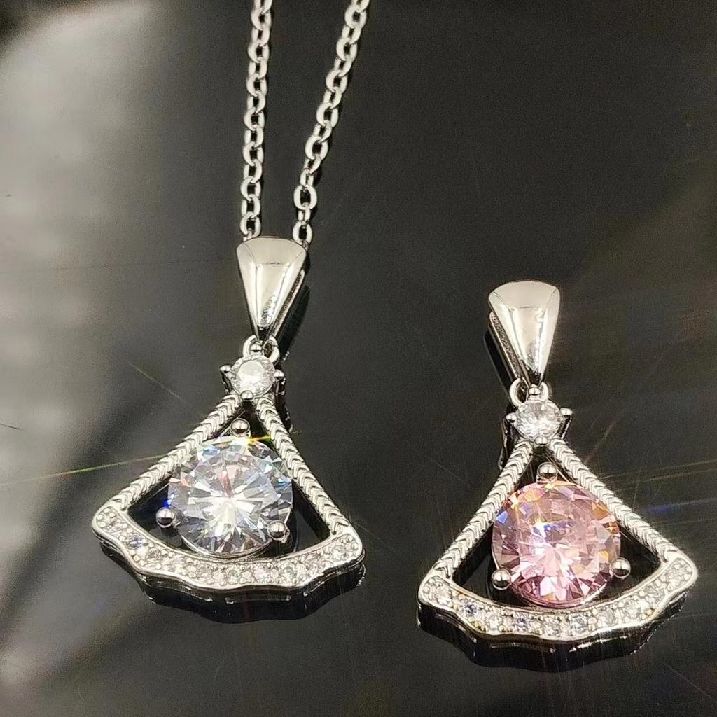 Charming Skirt Pendant Necklace Female, Five A Zircon Simulation 2 Carat Dance Skirt Collarbone Chain