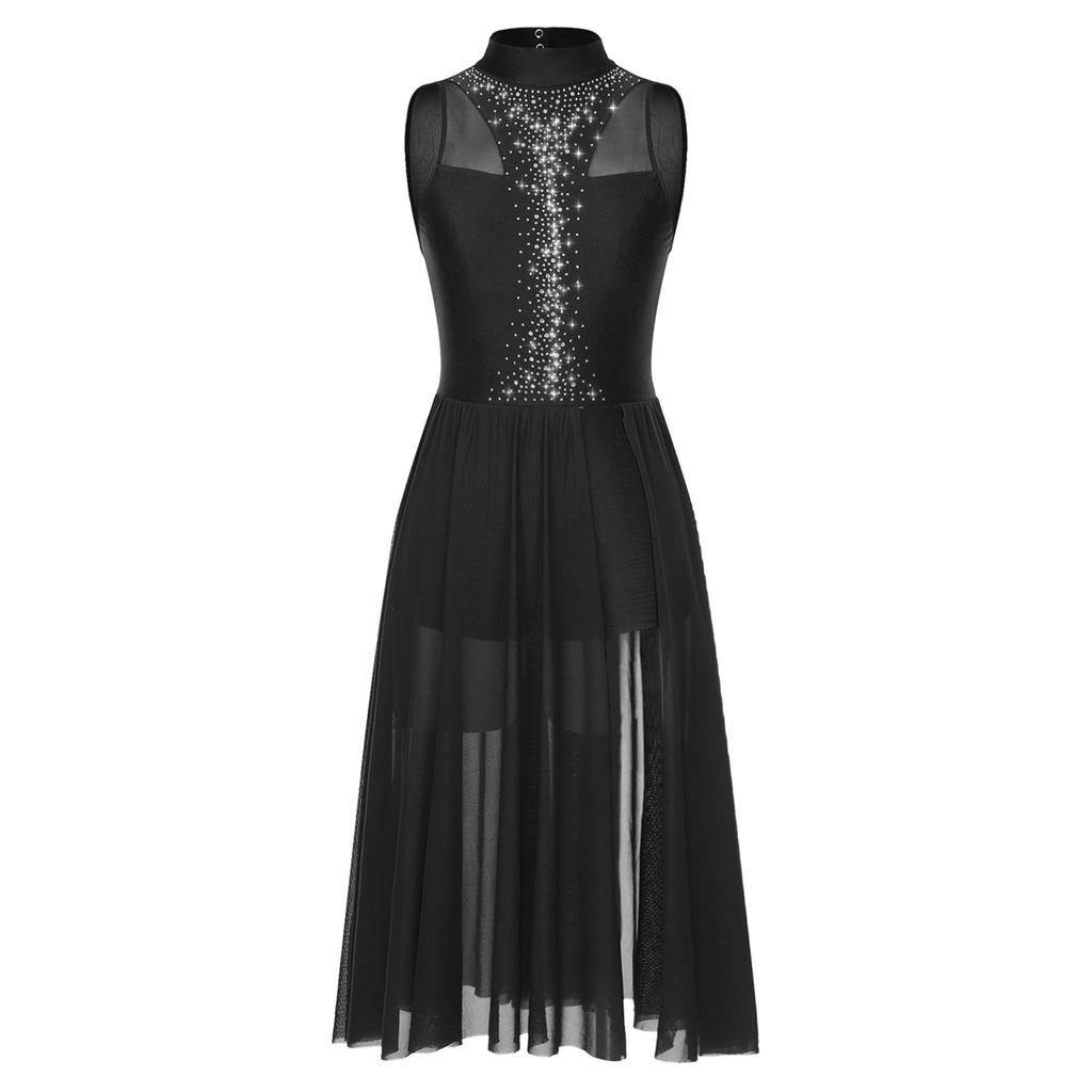 Женское асимметричное балетное платье со стразами, лирические современные танцевальные костюмы, сценическое трико, платье