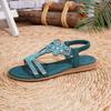 Fashion 2025 New Summer Women's Rhinestone Design Flat Sandals Bohemian Style Comfortable Lightweight hollow Breathable Elegant Shoes