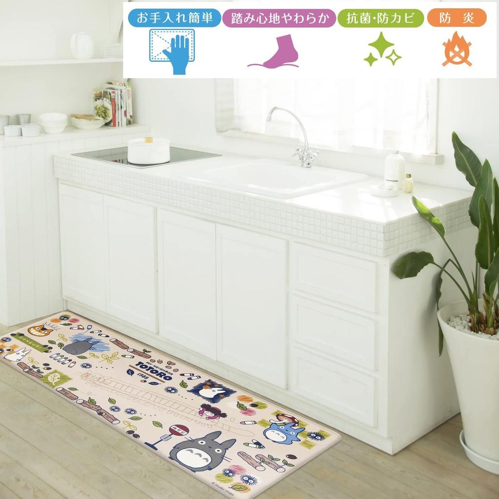 Senko My Neighbor Totoro Drawing Wipeable PVC Kitchen 45 X Character Ghibli 60605 Mat, Approx. 120cm, Beige, Totoro,