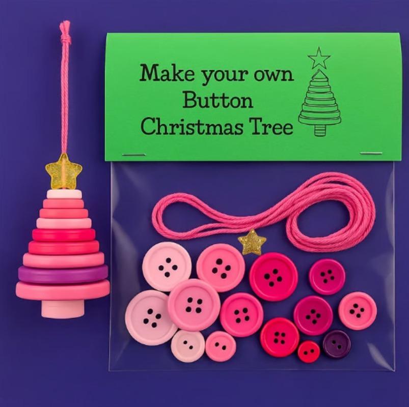 DIY Christmas Button Ornament Craft Kits - Festive Decorative Button Craft Sets for Holiday Hanging Handmade Decoration Supplies