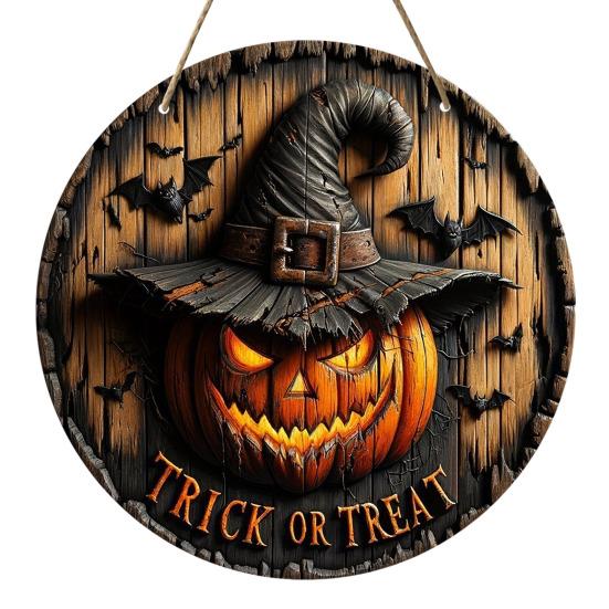 Halloween Sign for Front Door Halloween Wreath Wooden Hanging Sign Boo Ghost Pumpkin Witch Welcome Sign for Window Wall Decor