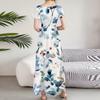 Women's Casual Fashion Print Long Dresses V-Neck Short Sleeve Dresses