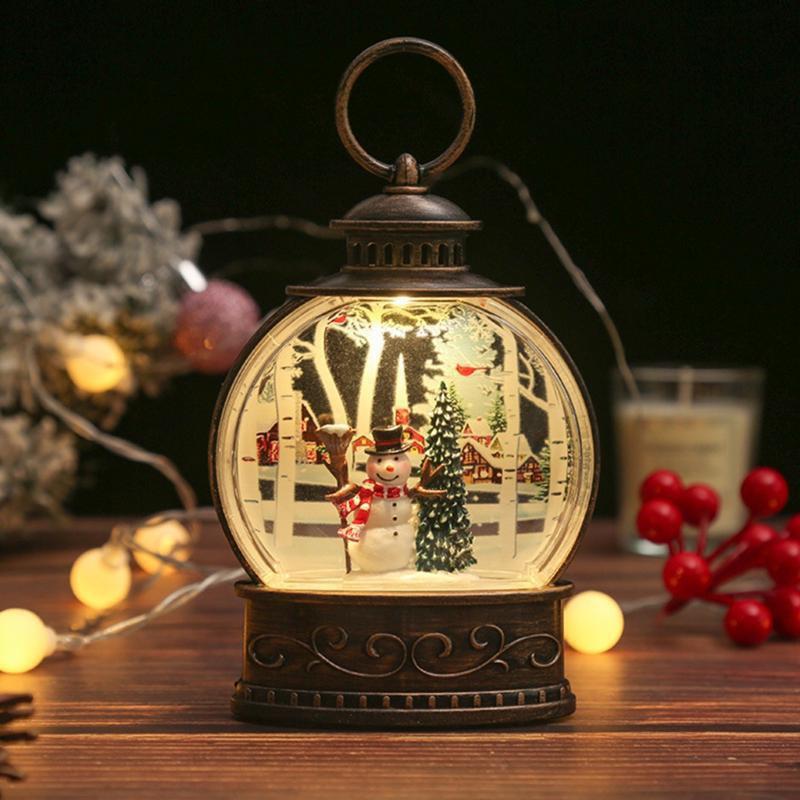 Освещенный рождественский снежный шар-фонарь на батарейках, светодиодный ночник с крючком, украшения для елки, идеи подарков
