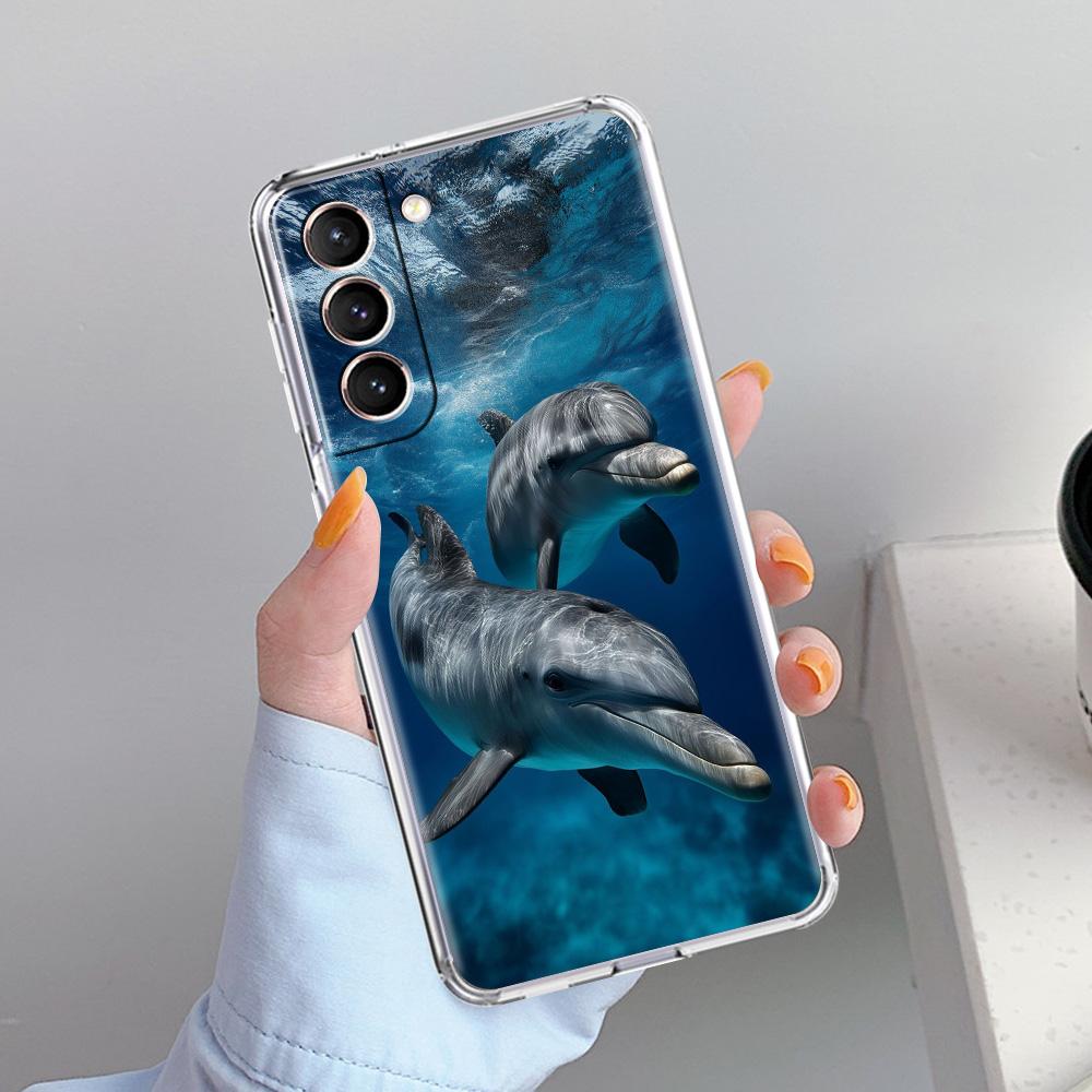 Чехол для телефона Samsung Galaxy S26 S25 S24 S23 S22 Ultra S20 S21 FE 5G Plus Мягкий прозрачный чехол Океанский дельфин