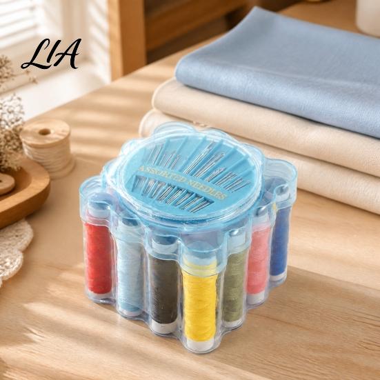 Sewing Tool Kit Portable with Storage Box, Colorful Thread, Needle, Tailor Scissors, Tape Complete Measure, Home Travel Emergency Supplies for