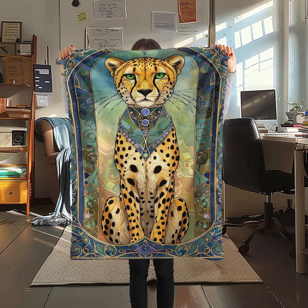 1Pc Gorgeouse nanimal Print Flannel Blanket, High quality Comfortable for All Seasons, Home Decor, Warmth and Comfort, Perfect for Christmas Gifts