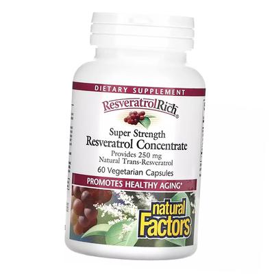 Концентрат ресвератрола, ResveratrolRich Resveratrol Concentrate 250, Natural Factors  60вегкапс (70406006)