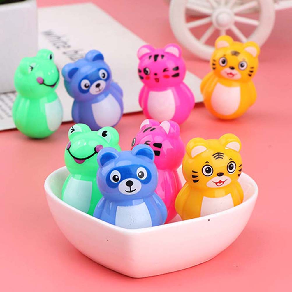 4 Pcs Tumbler Adorable Roly Poly Plastic Cartoon Animal Tumbler Rattles Tumbler Toys